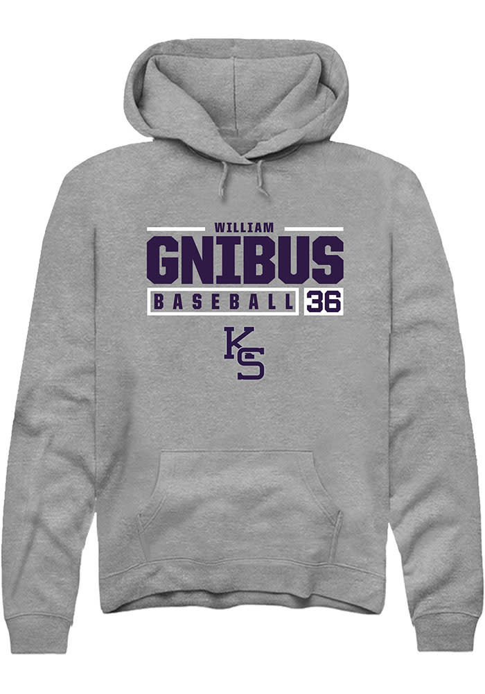 William Gnibus Rally K-State Wildcats Mens Grey NIL Stacked Box Long Sleeve Hoodie