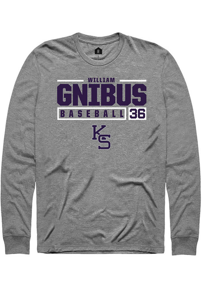 William Gnibus K-State Wildcats Grey Rally NIL Stacked Box Long Sleeve T Shirt