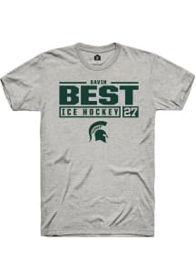 Gavin Best  Michigan State Spartans Ash Rally NIL Stacked Box Short Sleeve T Shirt