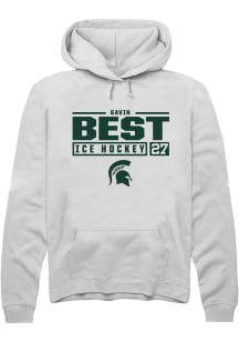 Gavin Best  Rally Michigan State Spartans Mens White NIL Stacked Box Long Sleeve Hoodie