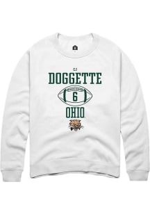 CJ Doggette  Rally Ohio Bobcats Mens White NIL Sport Icon Long Sleeve Crew Sweatshirt