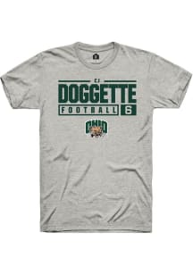 CJ Doggette  Ohio Bobcats Ash Rally NIL Stacked Box Short Sleeve T Shirt