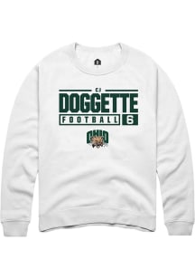 CJ Doggette  Rally Ohio Bobcats Mens White NIL Stacked Box Long Sleeve Crew Sweatshirt