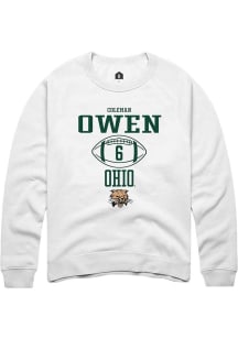 Coleman Owen  Rally Ohio Bobcats Mens White NIL Sport Icon Long Sleeve Crew Sweatshirt