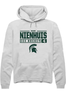 Nash Nienhuis  Rally Michigan State Spartans Mens White NIL Stacked Box Long Sleeve Hoodie