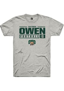 Coleman Owen  Ohio Bobcats Ash Rally NIL Stacked Box Short Sleeve T Shirt