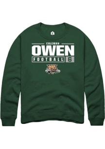 Coleman Owen  Rally Ohio Bobcats Mens Green NIL Stacked Box Long Sleeve Crew Sweatshirt