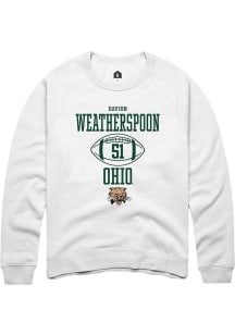 Davion Weatherspoon  Rally Ohio Bobcats Mens White NIL Sport Icon Long Sleeve Crew Sweatshirt