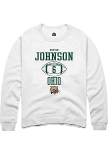 Dustin Johnson  Rally Ohio Bobcats Mens White NIL Sport Icon Long Sleeve Crew Sweatshirt