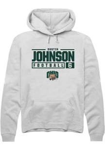 Dustin Johnson  Rally Ohio Bobcats Mens White NIL Stacked Box Long Sleeve Hoodie