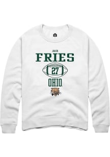 Jack Fries  Rally Ohio Bobcats Mens White NIL Sport Icon Long Sleeve Crew Sweatshirt