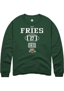 Jack Fries  Rally Ohio Bobcats Mens Green NIL Sport Icon Long Sleeve Crew Sweatshirt