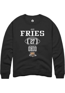 Jack Fries  Rally Ohio Bobcats Mens Black NIL Sport Icon Long Sleeve Crew Sweatshirt