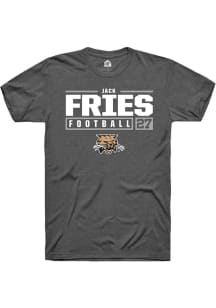 Jack Fries  Ohio Bobcats Dark Grey Rally NIL Stacked Box Short Sleeve T Shirt