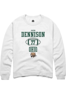 Jacob Dennison  Rally Ohio Bobcats Mens White NIL Sport Icon Long Sleeve Crew Sweatshirt