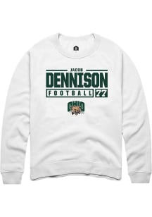 Jacob Dennison  Rally Ohio Bobcats Mens White NIL Stacked Box Long Sleeve Crew Sweatshirt