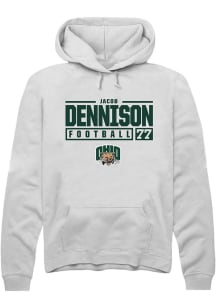 Jacob Dennison  Rally Ohio Bobcats Mens White NIL Stacked Box Long Sleeve Hoodie