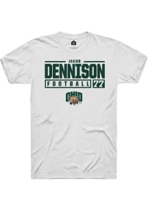 Jacob Dennison  Ohio Bobcats White Rally NIL Stacked Box Short Sleeve T Shirt