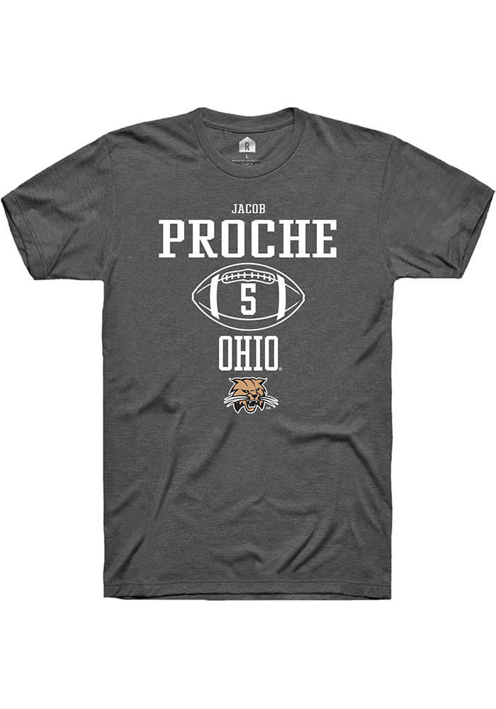 Jacob Proche  Ohio Bobcats Dark Grey Rally NIL Sport Icon Short Sleeve T Shirt