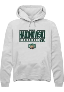 Joseph Habinowski  Rally Ohio Bobcats Mens White NIL Stacked Box Long Sleeve Hoodie