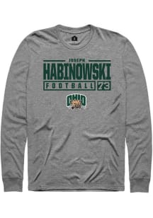 Joseph Habinowski  Ohio Bobcats Graphite Rally NIL Stacked Box Long Sleeve T Shirt