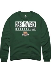 Joseph Habinowski  Rally Ohio Bobcats Mens Green NIL Stacked Box Long Sleeve Crew Sweatshirt