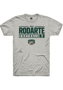 Max Rodarte  Ohio Bobcats Ash Rally NIL Stacked Box Short Sleeve T Shirt