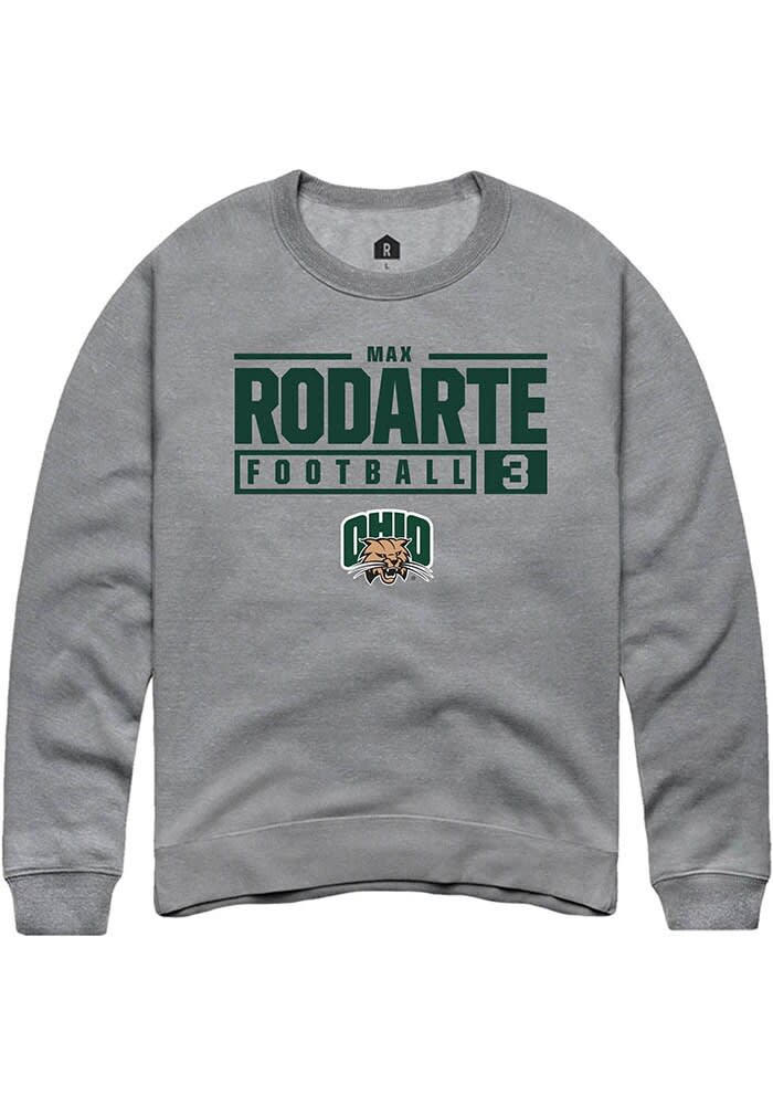 Max Rodarte  Rally Ohio Bobcats Mens Graphite NIL Stacked Box Long Sleeve Crew Sweatshirt