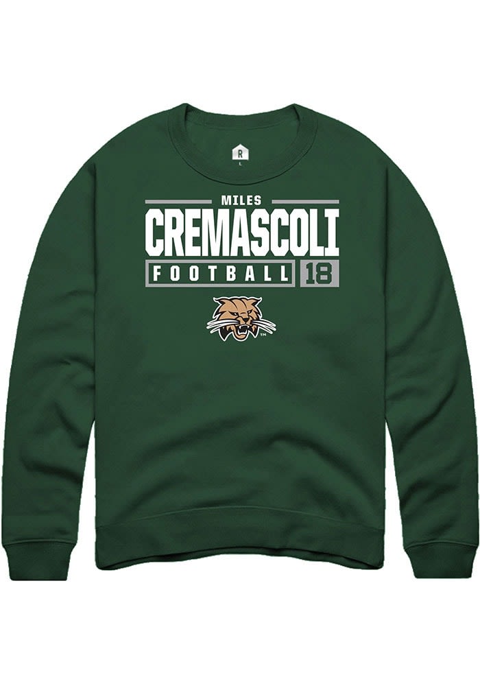 Miles Cremascoli Rally Ohio Bobcats Mens NIL Stacked Box Long Sleeve Crew Sweatshirt