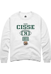 Tigana Cisse  Rally Ohio Bobcats Mens White NIL Sport Icon Long Sleeve Crew Sweatshirt