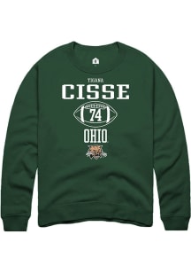 Tigana Cisse  Rally Ohio Bobcats Mens Green NIL Sport Icon Long Sleeve Crew Sweatshirt