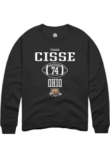 Tigana Cisse  Rally Ohio Bobcats Mens Black NIL Sport Icon Long Sleeve Crew Sweatshirt