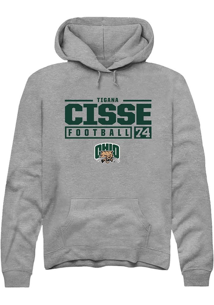 Tigana Cisse  Rally Ohio Bobcats Mens Graphite NIL Stacked Box Long Sleeve Hoodie