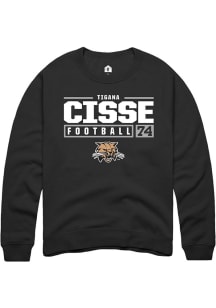 Tigana Cisse  Rally Ohio Bobcats Mens Black NIL Stacked Box Long Sleeve Crew Sweatshirt