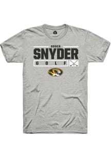 Brock Snyder  Missouri Tigers Ash Rally NIL Stacked Box Short Sleeve T Shirt