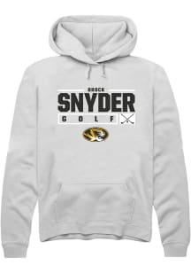 Brock Snyder  Rally Missouri Tigers Mens White NIL Stacked Box Long Sleeve Hoodie