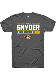 Brock Snyder  Missouri Tigers Dark Grey Rally NIL Stacked Box Short Sleeve T Shirt
