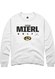 Trevor Mierl  Rally Missouri Tigers Mens White NIL Stacked Box Long Sleeve Crew Sweatshirt