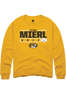 Trevor Mierl  Rally Missouri Tigers Mens Gold NIL Stacked Box Long Sleeve Crew Sweatshirt