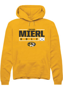 Trevor Mierl  Rally Missouri Tigers Mens Gold NIL Stacked Box Long Sleeve Hoodie