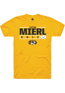 Trevor Mierl  Missouri Tigers Gold Rally NIL Stacked Box Short Sleeve T Shirt