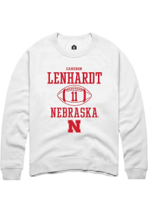 Cameron Lenhardt Rally Mens White Nebraska Cornhuskers NIL Sport Icon Crew Sweatshirt