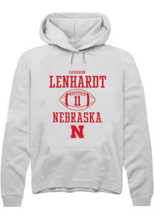 Cameron Lenhardt Rally Mens White Nebraska Cornhuskers NIL Sport Icon Hooded Sweatshirt