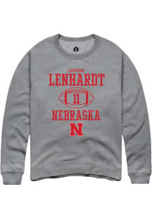 Cameron Lenhardt Rally Mens Graphite Nebraska Cornhuskers NIL Sport Icon Crew Sweatshirt