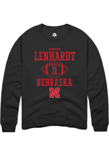 Cameron Lenhardt Rally Mens Black Nebraska Cornhuskers NIL Sport Icon Crew Sweatshirt