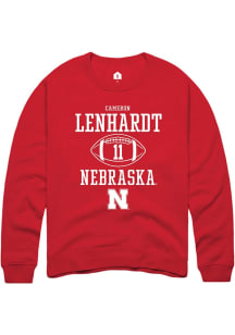 Cameron Lenhardt Rally Mens Red Nebraska Cornhuskers NIL Sport Icon Crew Sweatshirt