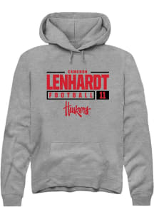Cameron Lenhardt Rally Mens Graphite Nebraska Cornhuskers NIL Stacked Box Hooded Sweatshirt