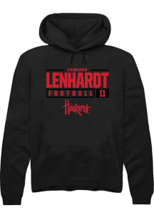 Cameron Lenhardt Rally Mens Black Nebraska Cornhuskers NIL Stacked Box Hooded Sweatshirt