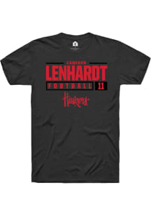 Cameron Lenhardt Black Nebraska Cornhuskers NIL Stacked Box Short Sleeve T Shirt