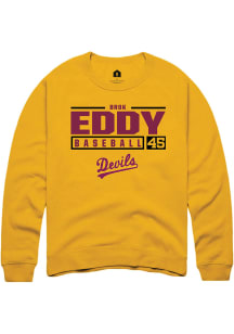 Brok Eddy  Rally Arizona State Sun Devils Mens Gold NIL Stacked Box Long Sleeve Crew Sweatshirt